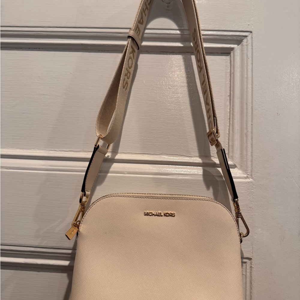 Michael Kors Cream Crossbody with Branded Strap